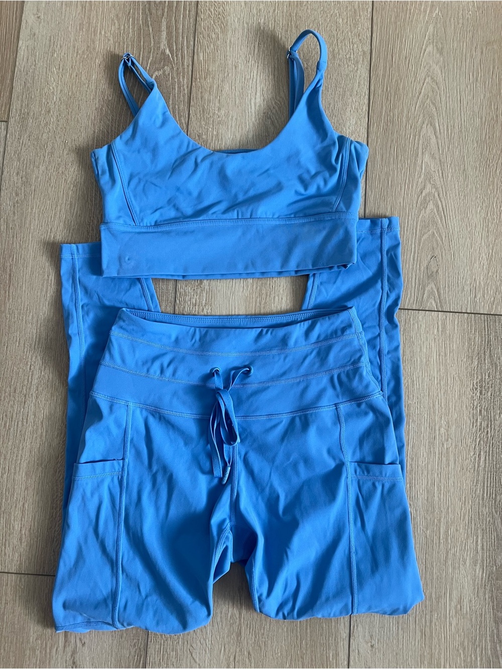 Popflex Stunning Blue Workout Set Tank Top and Leggings size S